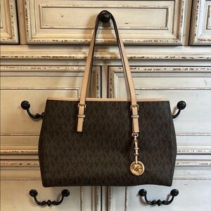 Michael Kors Brown Tote with Gold Hardware